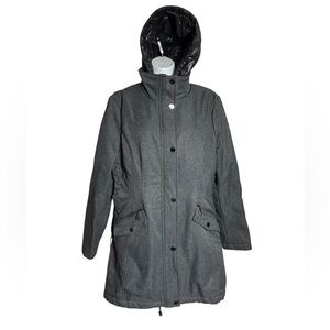 GUESS COAT SIZE XL Women's Gray 2 layers double zipper  Hooded‎ Jacket 🩶